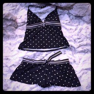 2 piece black polka dot swim suit